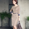 Korea design double-breasted high quality work dress for office women Color Beige