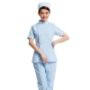 fashion summer short sleeve women nurse uniform (coat+pant) Color Light Blue