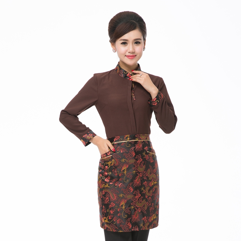 waiter uniform shirts dragon print apron