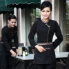 casual Asian style restaurant hotel clerk waiter uniform blouses Color women black