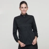 long sleeve button down collar waiter waitress shirt uniform Color women black