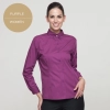 long sleeve button down collar waiter waitress shirt uniform Color women purple