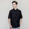 fashion right opening unisex chef pullover coat for restaurant kitchen Color short sleeve black