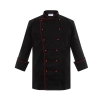 2025 new design zipper side opening estaurant hotel kitchen chef's coat uniform baker jacket wholesale Color black(red button)