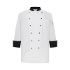 Exclusive first level restaurant hotel kitchen chef's coat uniform discount Color white(black collar)