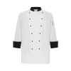2025 new design zipper side opening estaurant hotel kitchen chef's coat uniform baker jacket wholesale Color white(black collar)