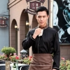 Peter Pan collar men & women shirt,Professional waiter uniform Color waier black shirt + coffee apron