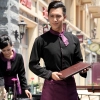 Peter Pan collar men & women shirt,Professional waiter uniform Color waiter black shirt + purple apron