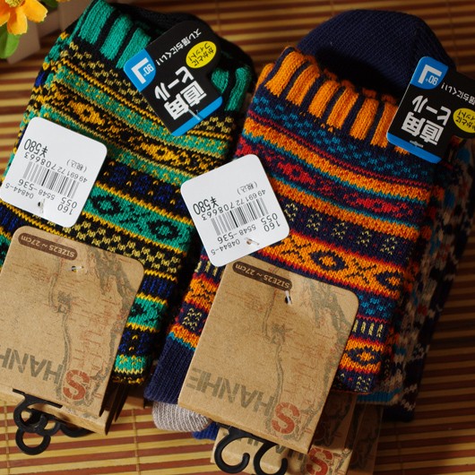 knitted jacquard winter outdoor street casual thicken men's  bulky socks