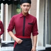 Classic Korea fashion high quality hotel workplace men women shirt uniform Color men long sleeve wine