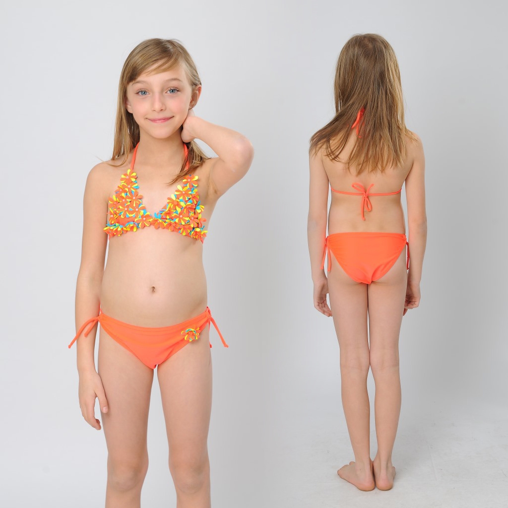 cute applique child girls swimwear bikini