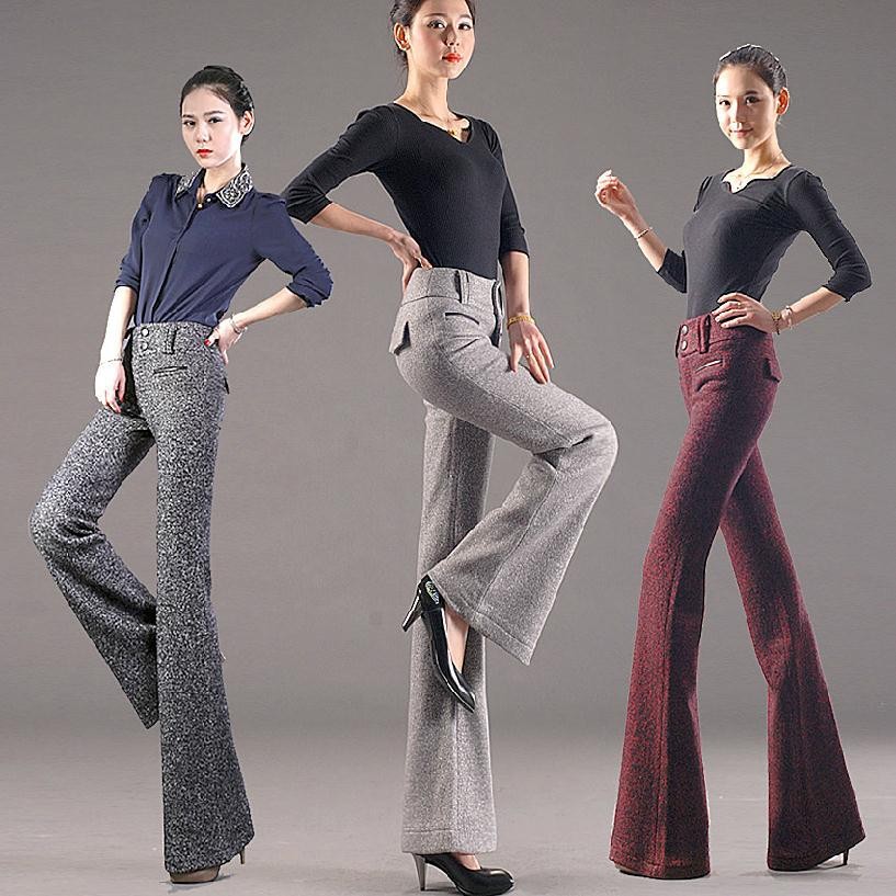 upgrade fashion wool comfortable women flared pant trouser