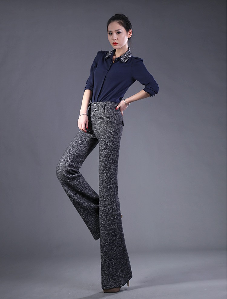 upgrade fashion wool comfortable women flared pant trouser