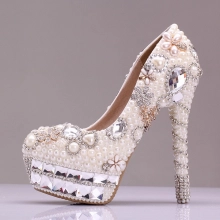 France design great quality crystal wed shoes bride shoes high heel pumps