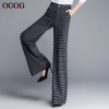 autumn wine square print  women work pant flare pant