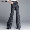 autumn wine square print  women work pant flare pant