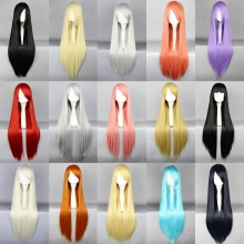 colorful straight long party cosplay wigs,hair extension,80cm