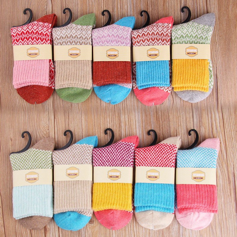 thicken wool jacquard warm women sock wholesale