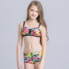 cute applique child girls swimwear bikini cloth floral