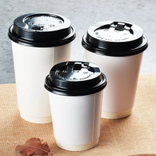 white disposable paper cups coffee tea cup single use customized log brand small quantity start from 1000pcs