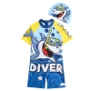 shark printing cute child boy teen swimwear one-piece design Color Purple