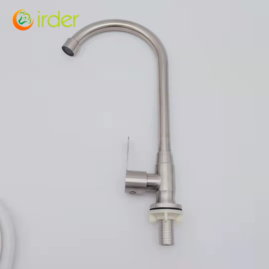 padestal J style curved 304 stainless steel wiredrawing household water tap  basin kitchen faucet single taphole buy from factory