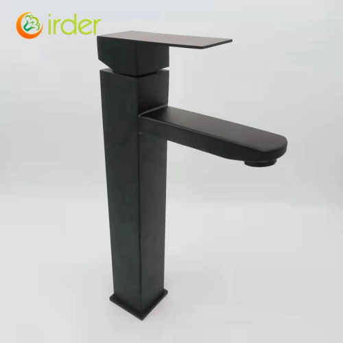 2025 black color square department & restaurant  hot/cold inlets basin faucet lavatory water tap drop shipping