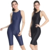 black solid color racing swimwear for women training