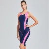 2025 quick dry fabric sports professional race woman swimwear knee length swimsuit Color navy