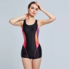 Europe 2025  flat bottom quick dry fabric sports short professional swimwear for women Color black