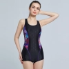 Europe 2025  flat bottom quick dry fabric sports short professional swimwear for women Color navy