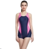 2025 dual-color patchwork racing swimwear for women with bra pad