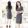 2023 new design polyester fabric two button office work women work dress