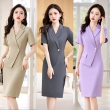 2023 summer new design Asian style young lady office  work dress uniform workwear 2302