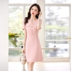 2023 upgrade one piece women work dress office design workwaer uniform Color Pink