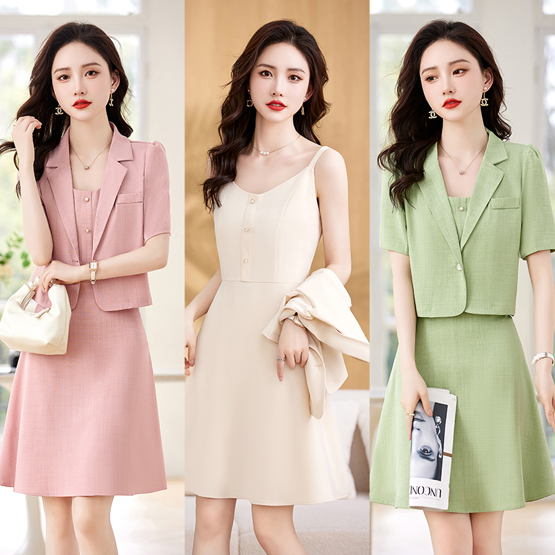 fashion young good fabric women skirt dress suit two piece set work ...