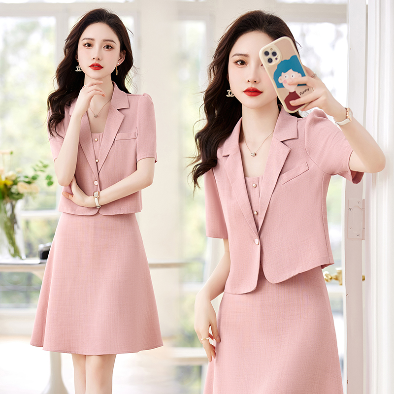 fashion young good fabric women skirt dress suit two piece set work ...