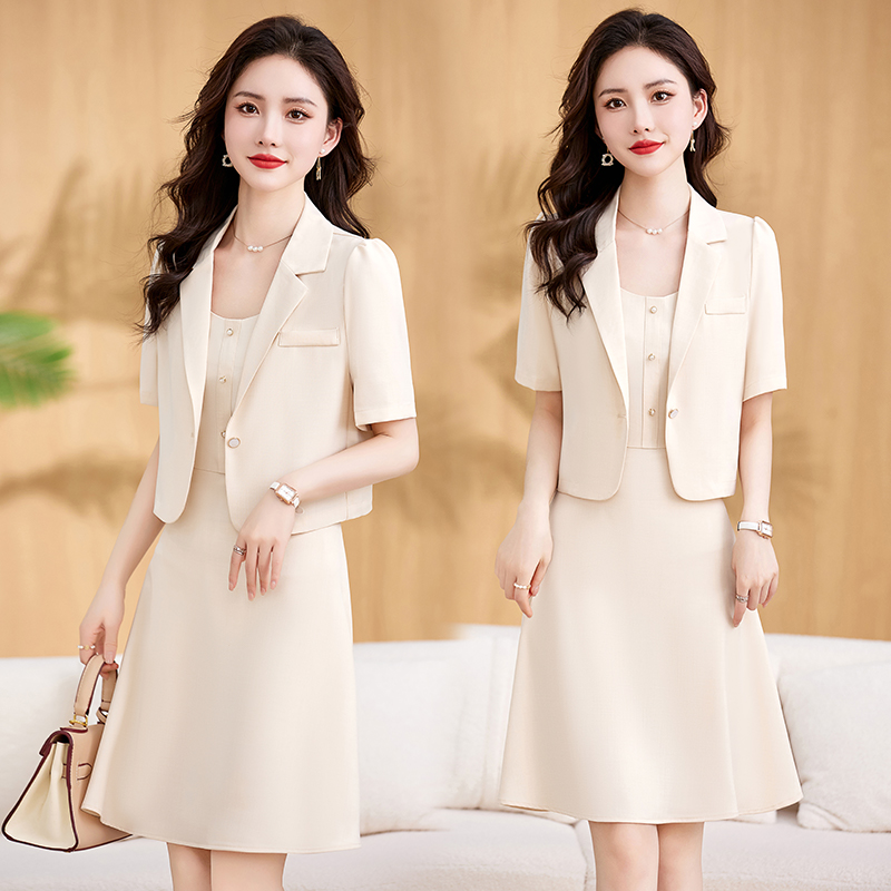 fashion young good fabric women skirt dress suit two piece set work ...