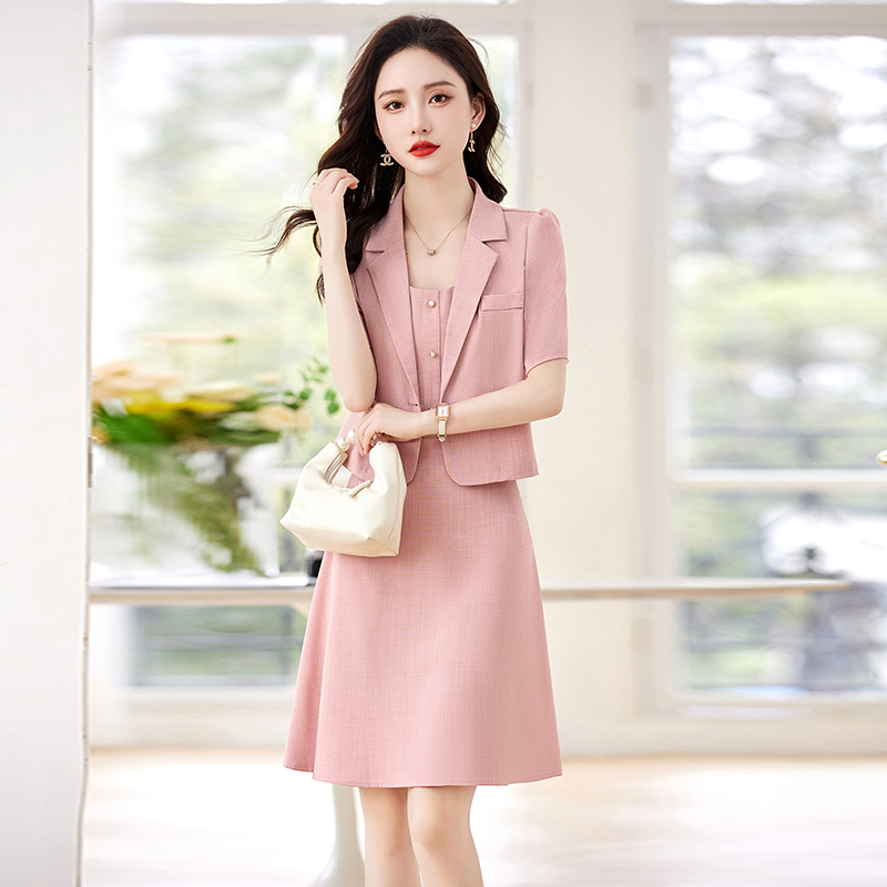 fashion young good fabric women skirt dress suit two piece set work ...