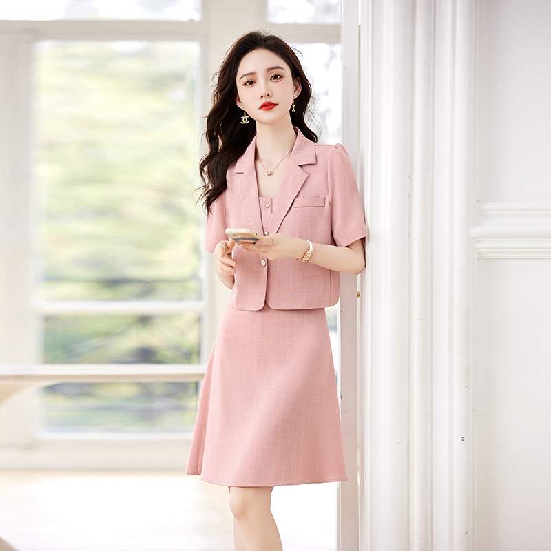 fashion young good fabric women skirt dress suit two piece set work ...