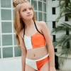 2022 Europe design  white orange patchwoek children girl swimwear 