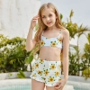 2022 lovely sunflower print  swimwear teen girl children girl two piece swimwear  