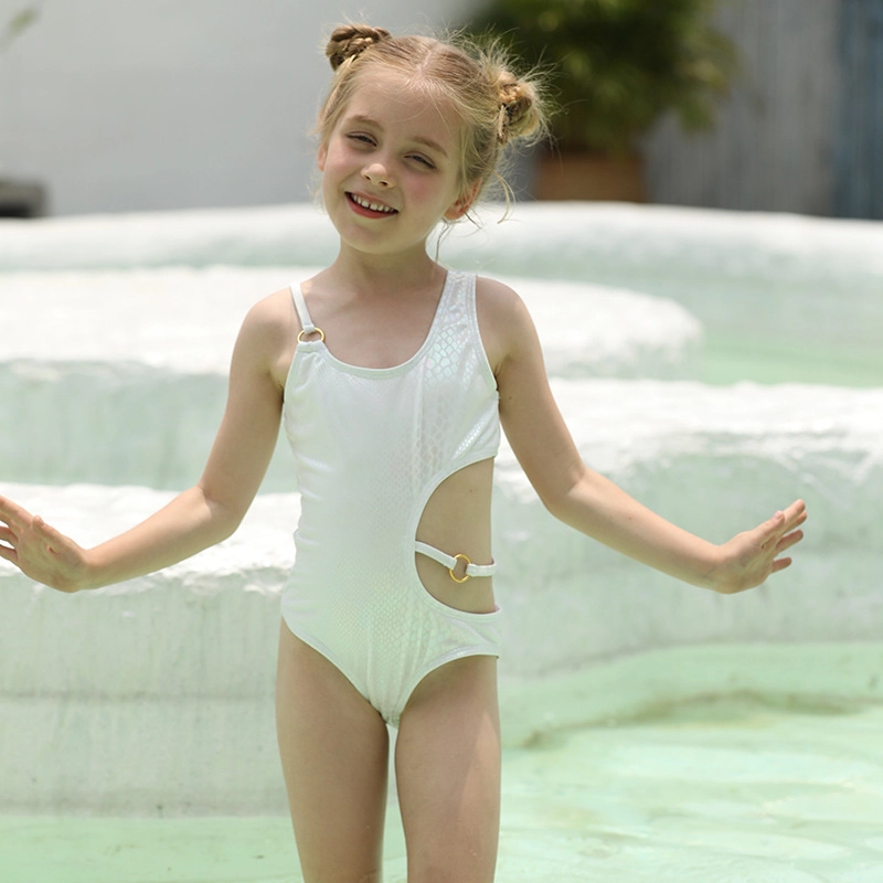 2025 Australia buyer likes light yellow one-piece children girl kid swimsuit swimwear