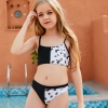 2022 hot sale Europe design patchwork two-piece children girl swimwear teen swimsuit 