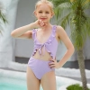 2022 fashon purple color ruffles hem teen girl bikini swimsuit chidren swimwear free shipping wholesale