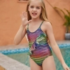 2022 hot sales black white stripes two-piece tankini little girl swimwear teen  swimsuit