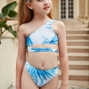 2022 America design blue leavese teen girl swimwear tankini swiming swimwear