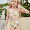 Europe America lovely sunflowers little girl  swimwear teen girl swimwear