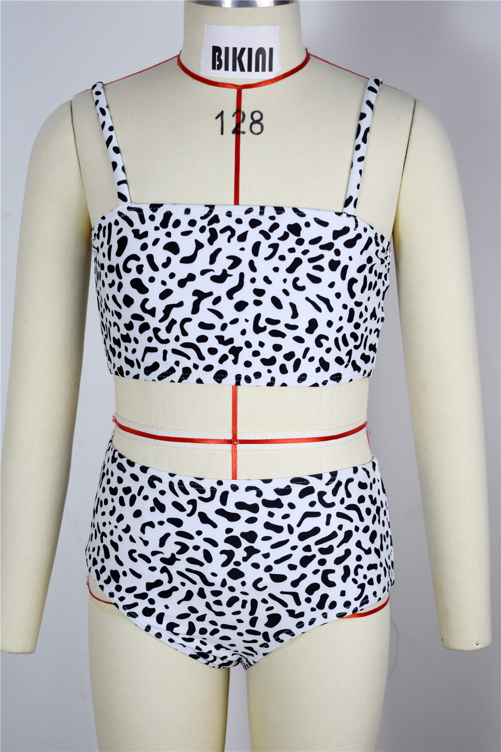 Europe America Leopard print dual shoulder two-piece swimwear teen girl ...