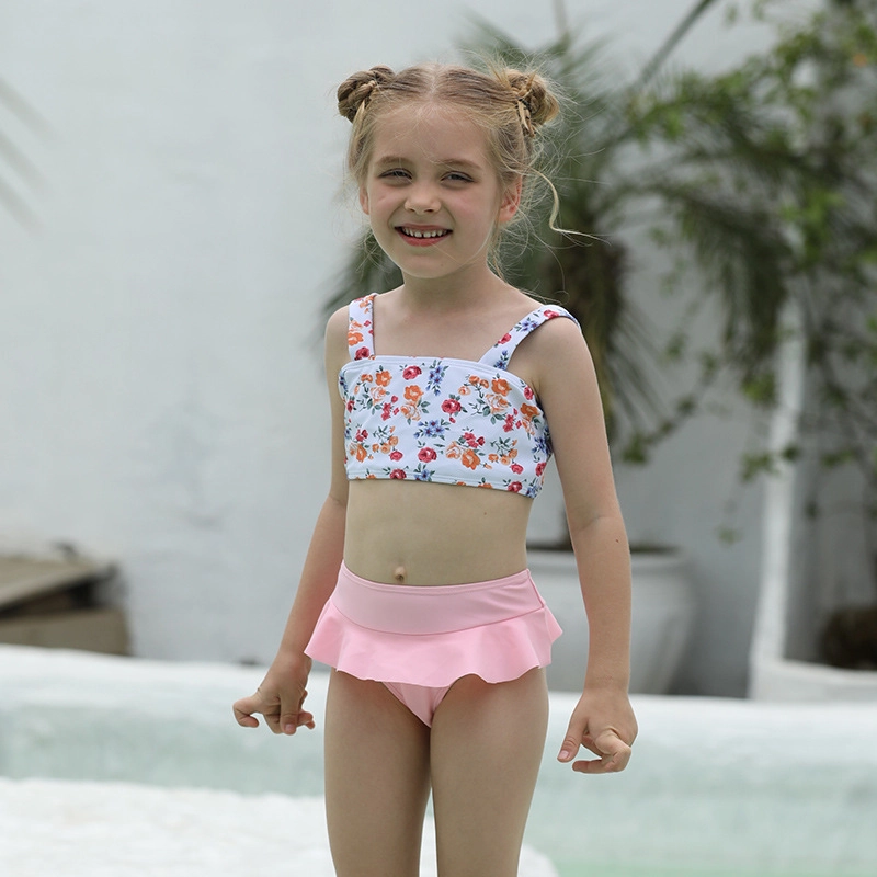 cute small floral little girl swimwear bikini swimsuit